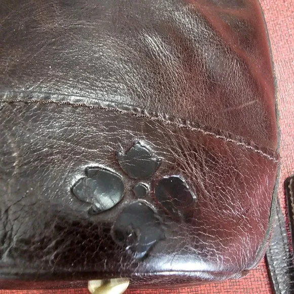 Patricia Nash Calf Hair Leather Bucket Bag Leopard Brown Crossbody Drawstring - Picture 5 of 16